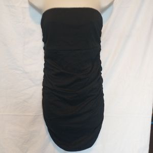 NWOT Ruched black strapless dress